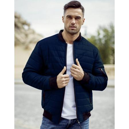 Pánska bunda prešívaná bomber jacket tmavo modrá