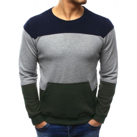 Pánský stylový svetr s kapsou khaki-šedý