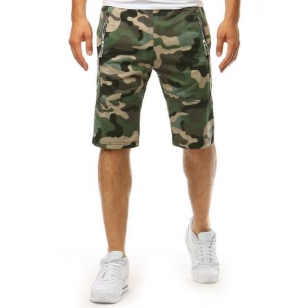 Pánské teplákové SHORT kraťasy moro maskáčové / vojenské zelené
