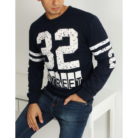STYLE Férfi pulóver sötétkék print