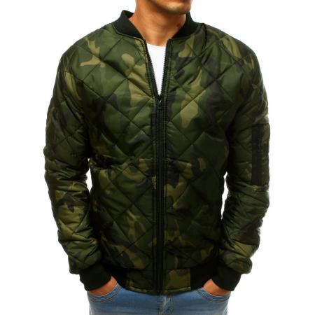 Pánská bunda prošívaná bomber jacket moro maskáčová zelená