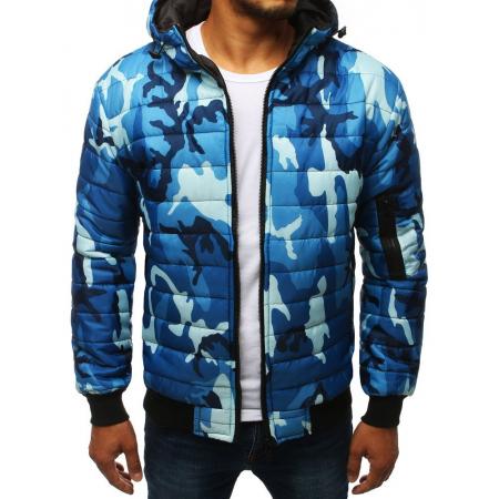 Pánska SPRING bunda prešívaná bomber jacket moro maskáčová modrá