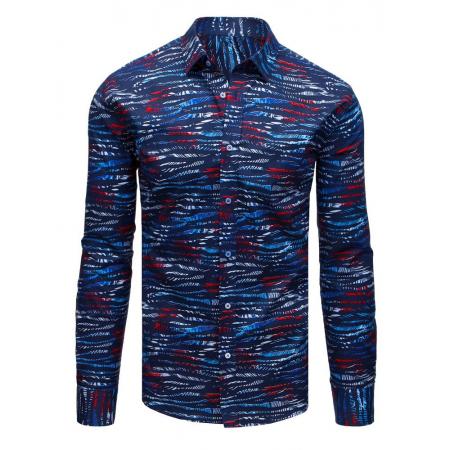 Pánská elegantní košile se vzorem tmavě modrá