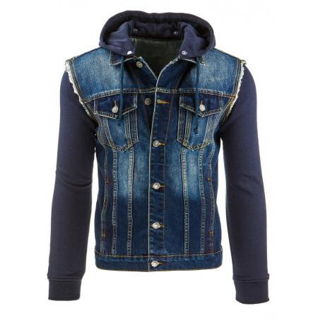 Pánská stylová jeansová (džínová) bunda s kapucí
