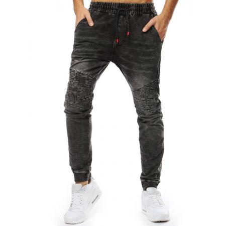 Pánske nohavice denim look jogger čierne