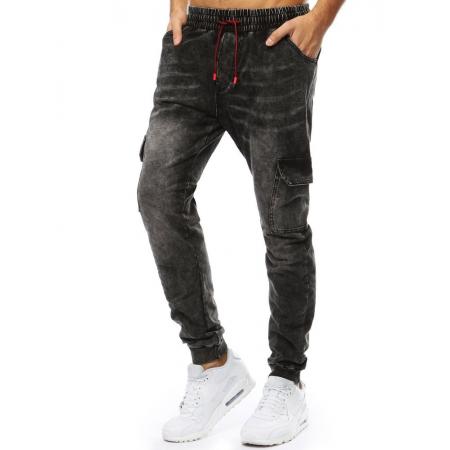 Pánske nohavice denim look jogger čierne