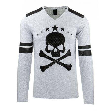 Pánské tričko s potiskem (longsleeve) šedé