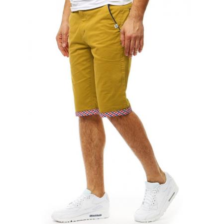 Pánské riflové kraťase SUMMER hořčicové ohrnuté nohavice