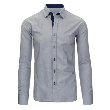 Černo-bílá pánská košile mřížkovaný vzor s dlouhým rukávem slim fit