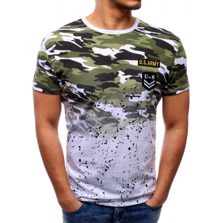 Pánské tričko s nášivkou v maskáčovém vzoru camo bílé
