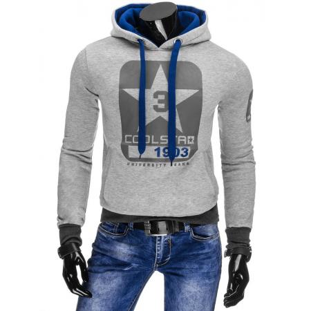 STYLE pulóver kapucnis világosszürke
