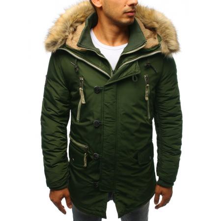 Férfi korszerű téli parka kabát, zöld