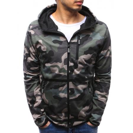 Pánská mikina se zipem s kapucí woodland maskáčová camo