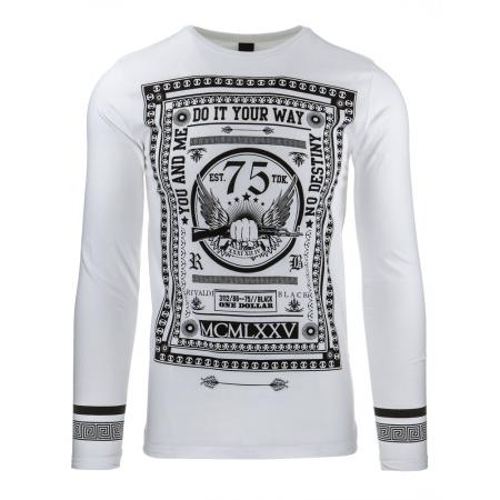 Pánske tričko s potlačou (Longsleeve) biele