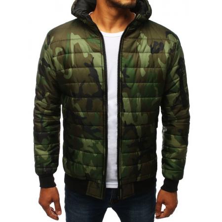 Pánska SPRING bunda prešívaná bomber jacket moro maskáčová svetlozelená