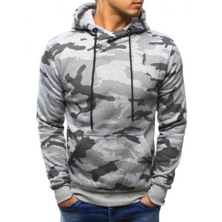 Pánska mikina camo šedá s kapucňou