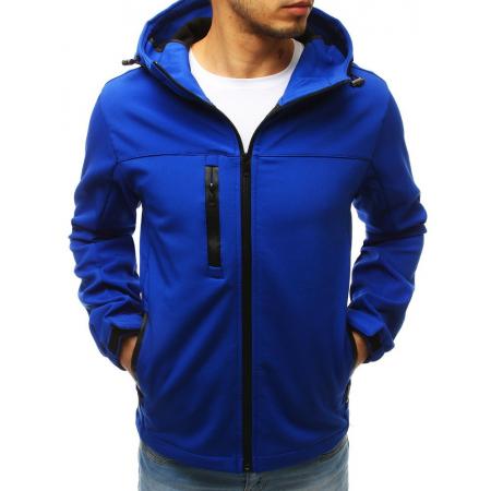 Pánska bunda softshell s kapucňou modrá