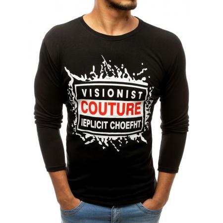 Pánske STYLE tričko s dlhým rukávom s potlačou čiernej