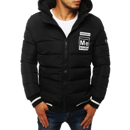 STYLE férfi dzseki bomber dzseki bélelt / steppelt kapucnis fekete