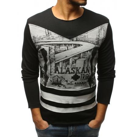 Pánske tričko STYLE s dlhým rukávom s potlačou čiernej