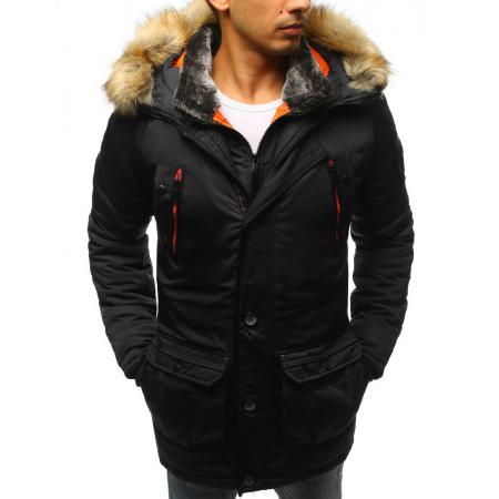 Pánská zimní parka s kapucí na zip černá HILL