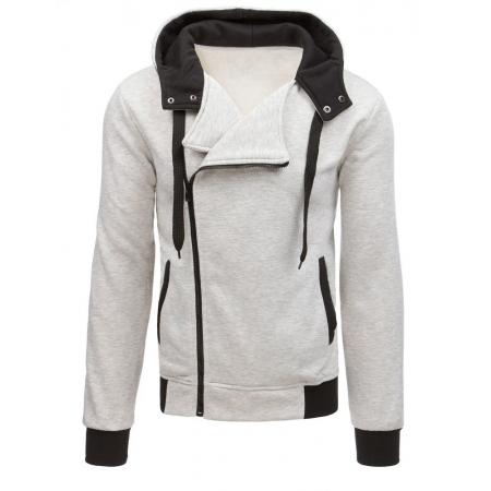 Férfi STYLE unzipping pulóver kapucnival világosszürke
