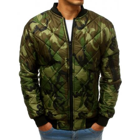 Pánska bunda prešívaná bomber jacket moro maskáčová zelená