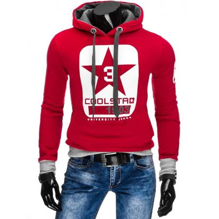 Pulóver STYLE csuklyás piros