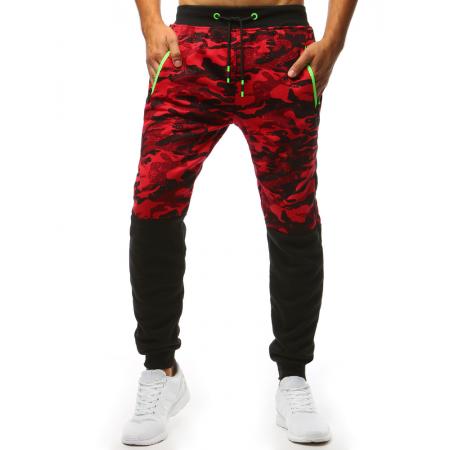 Pánské STYLE tepláky camo maskáčové červené