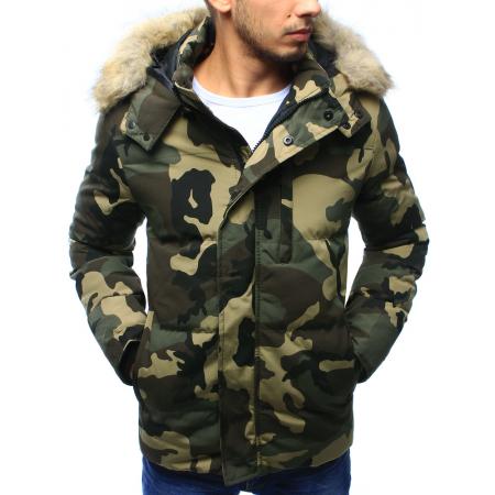 Pánska bunda parka zimné woodland maskáčová