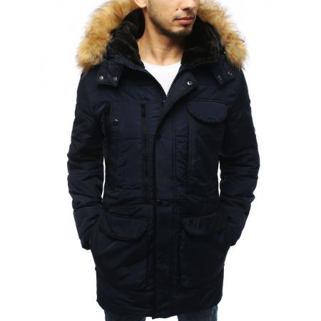Pánská zimní parka s kapucí na zip modrá SNOW