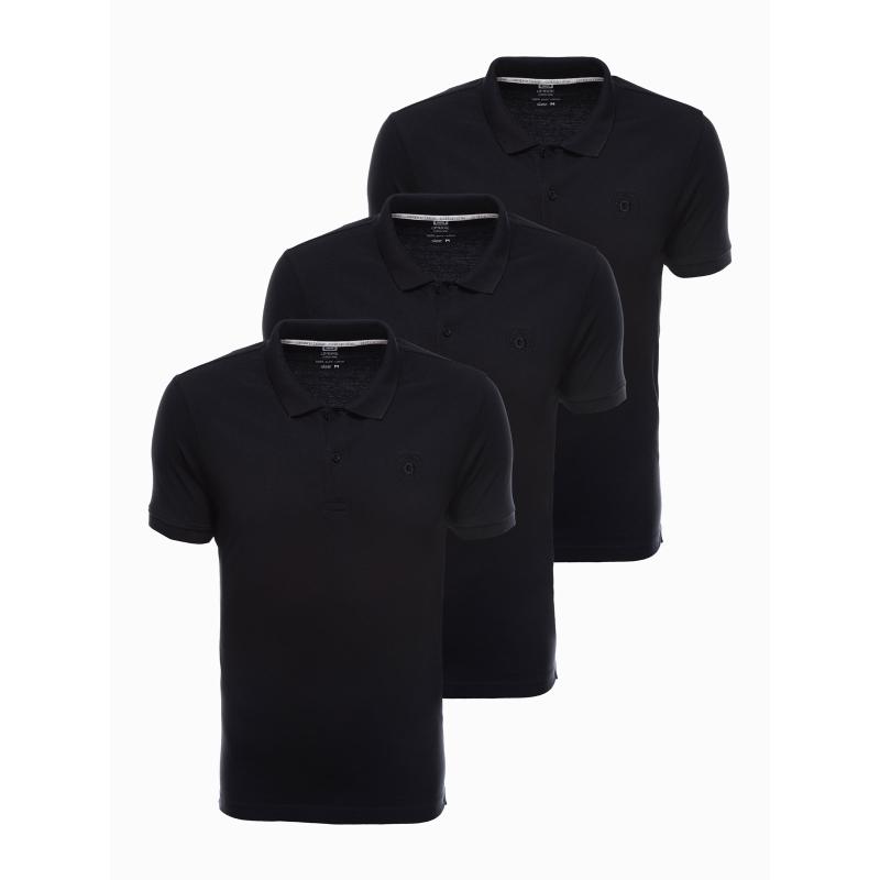 Pánske tričko polo HUEY čierne 3-pack