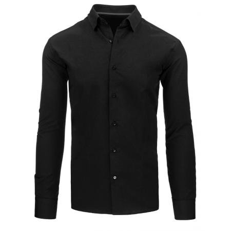 Pánska štýlová košeľa čierna s dlhým rukávom slim fit