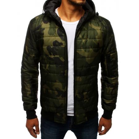 Pánska SPRING bunda prešívaná bomber jacket moro maskáčová khaki
