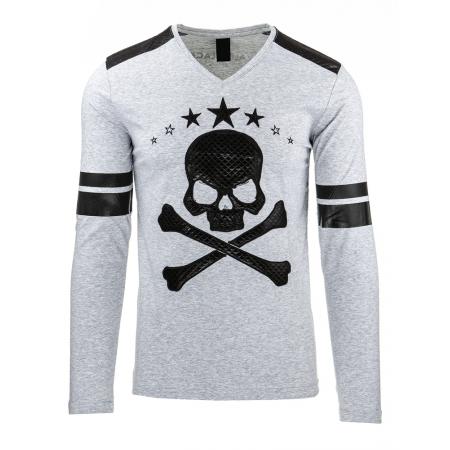 Pánské tričko s potiskem (longsleeve) šedé
