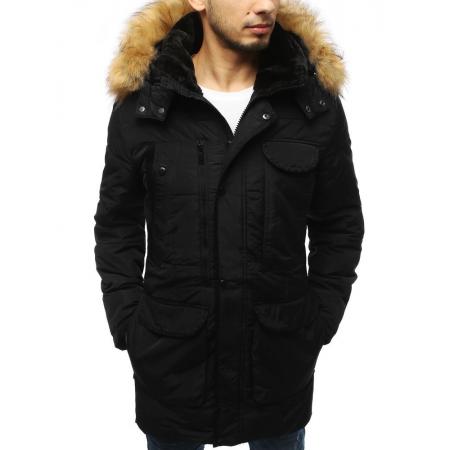 Pánská zimní parka s kapucí na zip černá SNOW
