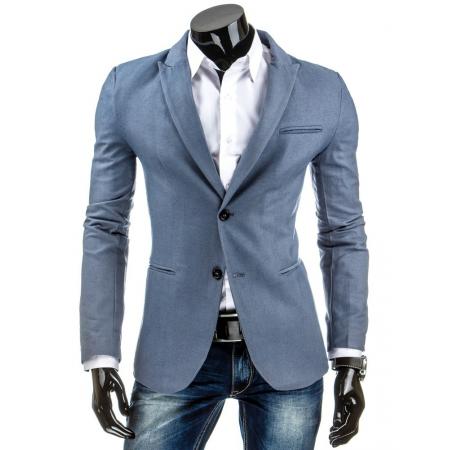 Elegantní pánské pohodlné sako v modré barvě