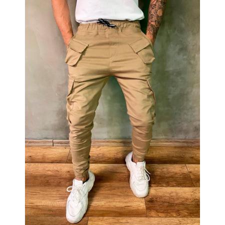 Pánske jogger nohavice, hnedé UX2634