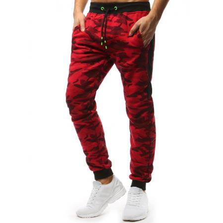 Pánske STYLE nohavice tepláky maskáčové červená