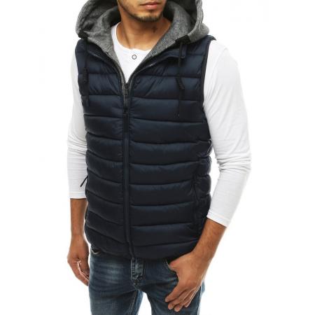 Férfi kapucnis mellény, steppelt kék tx3340