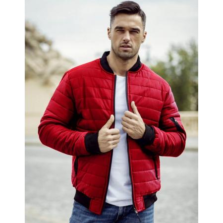 Pánska bunda prešívaná bomber jacket červená
