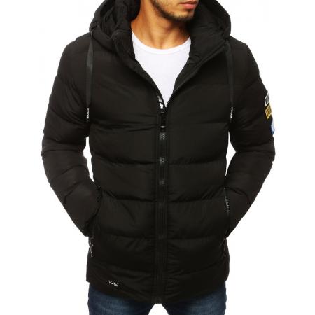 Pánska STYLE bunda vypchatá / prešívaná s kapucňou čierna