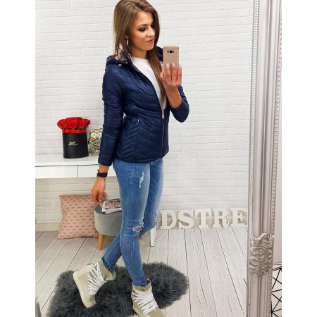 Bunda REALLY dámská prošívaná s kapucí tmavě modrá