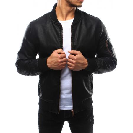 Pánská bunda bomber kožená černá
