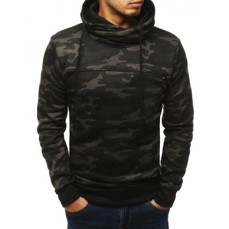 Pánska STYLE mikina ku krku tmavo zelená moro maskáčová