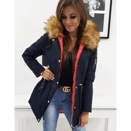 Zimná teplá bunda obojstranná parka BEAUTY SNOW modrá