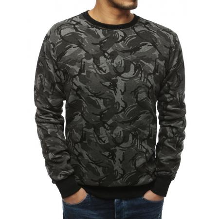 Pánska mikina bez kapucne camo antracitová BX4265