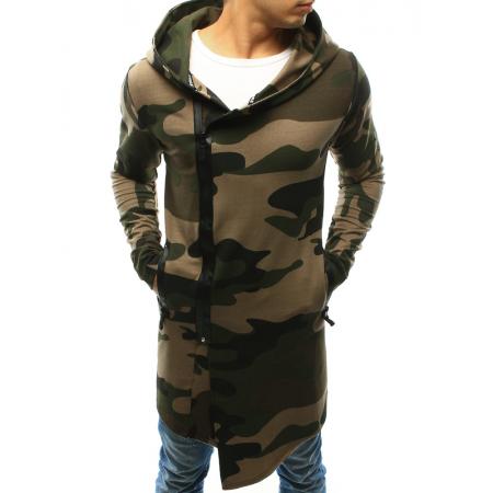 Pánská mikina rozepínací s kapucí maskáčová - vojenská camo
