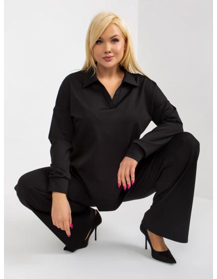 Dámský komplet s pruhovaným vzorem plus size PENELOPE černý