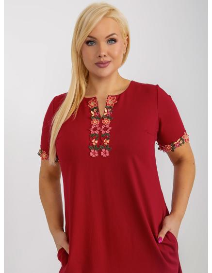 Dámské šaty s kapsami plus size JIMA tmavě vínové